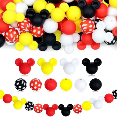 UNOZAVER 72 Stück Maus Ohren Silikonperlen Set, Bunt Bastelnperlen Herstellungsset, 15mm Silikon Runde Perle für Stifte, Armbänder, Schmuckherstellung, Schlüsselanhänger UNOZAVER 72 Stück Maus Ohren Silikonperlen Set, Bunt Bastelnperlen Herstellungsset, 15mm Silikon Runde Perle für Stifte, Armbänder, Schmuckherstellung, Schlüsselanhänger von UNOZAVER
