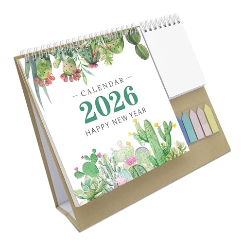 2026 Twin-Coil-Schreibtischkalender, 12 Monate, Jan-Dez, Tischplaner mit Notizblock und Aufkleber für die tägliche Planung, Aufgabenmanagement-Kalender von UNTERING