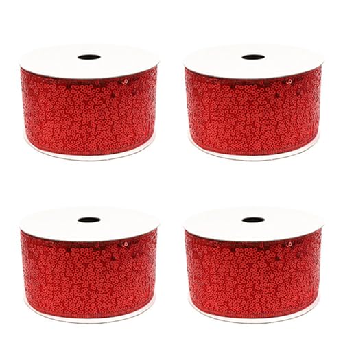 4 Rollen weiche, bequeme Weihnachtsbänder, bunte Pailletten, Seidenband für Hochzeit, Party, Urlaub, Dekoration, Zubehör, bunte Schleifenbänder von UNTERING