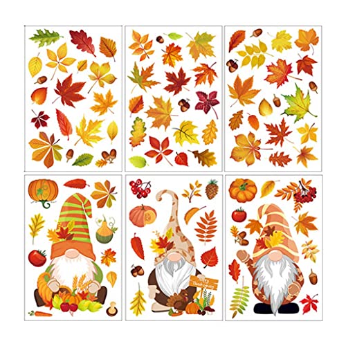 6 Bögen Herbst-Thanksgiving-Fensteraufkleber, Ahornblatt-Wandaufkleber, Fensteraufkleber für Privatsphäre von UNTERING