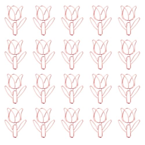 Büroklammern in Tulpenform, Metall, Planer-Clip, dekorativ, kleine Lesezeichen, Bürobedarf, kleine Lesezeichen, Metall, Büroplaner, 20 Stück von UNTERING