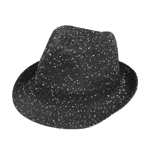 Fedoras-Hut für Erwachsene, mit Pailletten, atmungsaktiv, Karneval, Gentleman, Erwachsene, Karneval, Party, lässige Versammlungen, elegante Hüte für Männer, Hüte für Damen, Hut aus Netzstoff von UNTERING