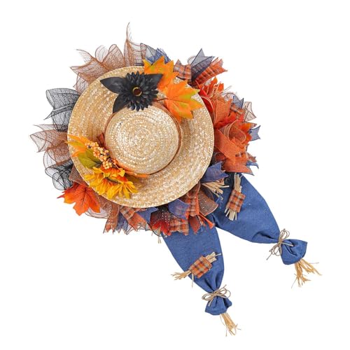 Herbst-Türkranz, künstlicher Strohhut und Denims, Jeans, Herbstdekoration, Girlanden für drinnen und draußen, Erntedankfest, Party, Innen- und Außenbereich Herbst-Türkranz, künstlicher Strohhut und Denims, Jeans, Herbstdekoration, Girlanden für drinnen und draußen, Erntedankfest, Party, Innen- und Außenbereich von UNTERING