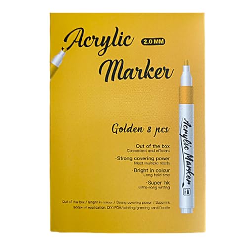 Metallische Acryl-Marker, Set mit 9 goldfarbenen, silberfarbenen und weißen Markern, wasserfest, für mehrschichtige Kunstwerke, Nachtzeichnungen, Metallic-Acrylfarben-Marker von UNTERING