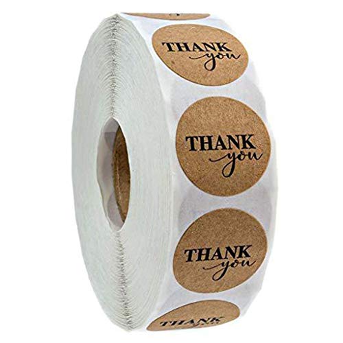 UNTERING 500 Stück/Rolle, rund, natürliches Kraftpapier, Dankesaufkleber, Siegeletikett, Scrapbooking, Dekoration, Dankesaufkleber, Rolle, schwarz und weiß von UNTERING
