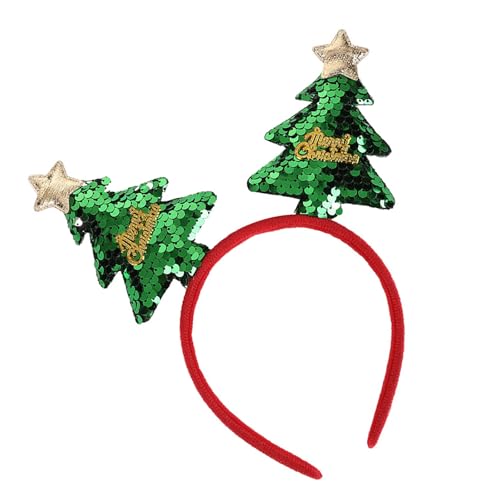 UNTERING Glitzernde grüne Pailletten-Kopfbedeckung für Kinder, Weihnachtsschmuck, Baum-Kopfschmuck für Feiern, verschiedene Stile von UNTERING