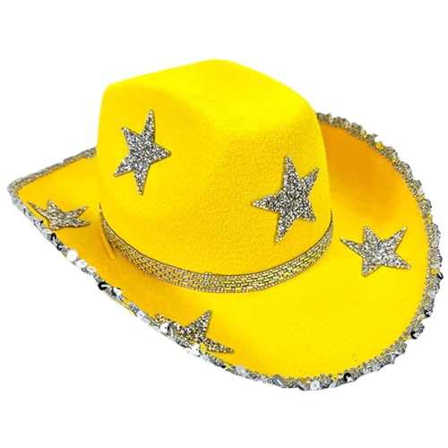 UNTERING Porkpie Hut mit Schmucksteinen besetzt, schwerer Kristall, Panama-Überraschung, für Mädchen, Jungen, Braut, für Karneval, Musikfestival, Cowgirl-Hüte für Damen von UNTERING