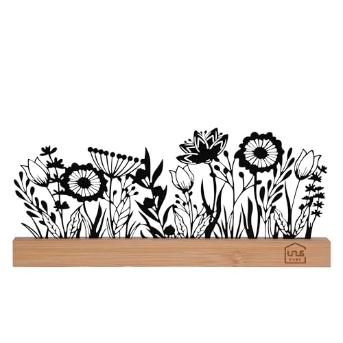 UNUS Aufsteller Blumenwiese, Metallaufsteller mit Bambussockel, Filigrane Frühlingsdeko für Fenster, Tisch oder Regal UNUS Aufsteller Blumenwiese, Metallaufsteller mit Bambussockel, Filigrane Frühlingsdeko für Fenster, Tisch oder Regal von UNUS