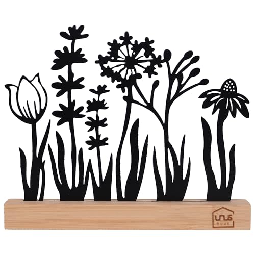 UNUS Aufsteller Silhouette Dekorative Blumenwiese Metall mit Bambusholzsockel, Ideal für Fensterbank, Küche oder Wohnzimmer Schwarz UNUS Aufsteller Silhouette Dekorative Blumenwiese Metall mit Bambusholzsockel, Ideal für Fensterbank, Küche oder Wohnzimmer Schwarz von UNUS