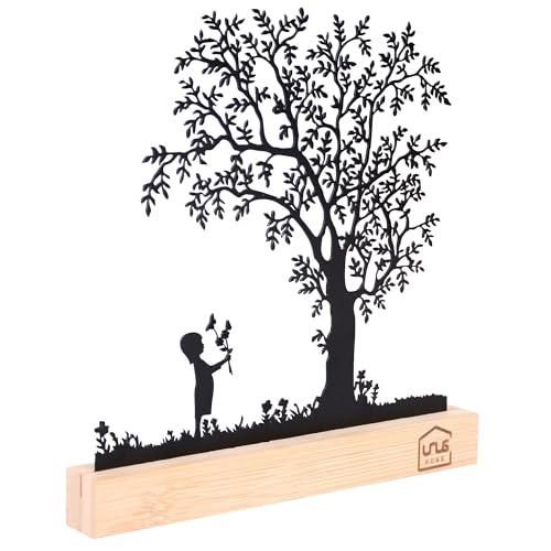UNUS Deko-Baum Aufsteller, Kind auf Einer Blumenwiese, Aufsteller aus schwarzem Metall mit Bambus-Sockel, Deko für Fensterbank, Esstisch, Wohnzimmer, Frühlingsdekoration UNUS Deko-Baum Aufsteller, Kind auf Einer Blumenwiese, Aufsteller aus schwarzem Metall mit Bambus-Sockel, Deko für Fensterbank, Esstisch, Wohnzimmer, Frühlingsdekoration von UNUS