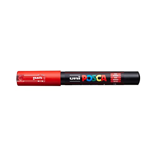 Uni Posca Marker/Glasstift PC- 1 m, Glas, Rundspitze, 1,0 mm, Rot von UNi