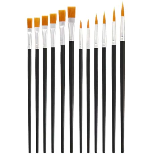 12 Stücke Künstlerpinsel Set Schwarz, Body-Art-Make-up-Set Nylonhaarpinsel für Ölmalerei Aquarell Gouache Acrylfarben Körper- und Gesichtsbemalung, Mischformen Flache und Spitze Pinsel 12 Stücke Künstlerpinsel Set Schwarz, Body-Art-Make-up-Set Nylonhaarpinsel für Ölmalerei Aquarell Gouache Acrylfarben Körper- und Gesichtsbemalung, Mischformen Flache und Spitze Pinsel von UOCAI