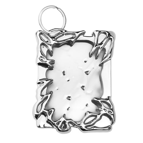 Galvanisieren Kunststoffe,Sliver Irregular Frame Photocard Holder Keychain,Creative Idol Fotokartenhalter Rahmen,Kartenhalter Bilderrahmen,Tisch-Fotohalter Y2K Ausweishülle Kartenhalter 7,6 cm Karte von UOCAI