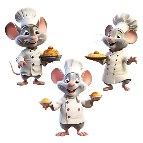 UOCAI 3 Stück Wandtattoo Küche Cartoon Kochmaus, Wandaufkleber Küche, Wandsticker Küche, Süss Kleine Maus Backdrop für Wohnzimmer, Schlafzimmer und Kinderzimmer (10 * 11.5cm) von UOCAI