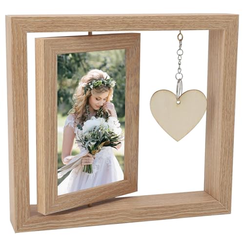 UOCAI Holzmaserung Bilderrahmen 10x15cm,DIY-Fotorahmen Holzrahmen,Personalisiert Doppelseitiger Fotorahmen,Holz Drehbare Fotorahmen mit Herz Anhänger,Erntedankfest Geschenk,Geburtstagsgeschenk UOCAI Holzmaserung Bilderrahmen 10x15cm,DIY-Fotorahmen Holzrahmen,Personalisiert Doppelseitiger Fotorahmen,Holz Drehbare Fotorahmen mit Herz Anhänger,Erntedankfest Geschenk,Geburtstagsgeschenk von UOCAI