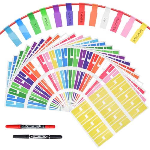 UOCAI Kabeletiketten,12 Farben 720 Stück Kabelbeschriftung mit 2 Stück Markierstift, Kabeletiketten Selbstklebend,Kabel Beschriftung,Reißfest Kabelbeschriftung,Kabelkennzeichnung Wasserdicht Reißfest UOCAI Kabeletiketten,12 Farben 720 Stück Kabelbeschriftung mit 2 Stück Markierstift, Kabeletiketten Selbstklebend,Kabel Beschriftung,Reißfest Kabelbeschriftung,Kabelkennzeichnung Wasserdicht Reißfest von UOCAI