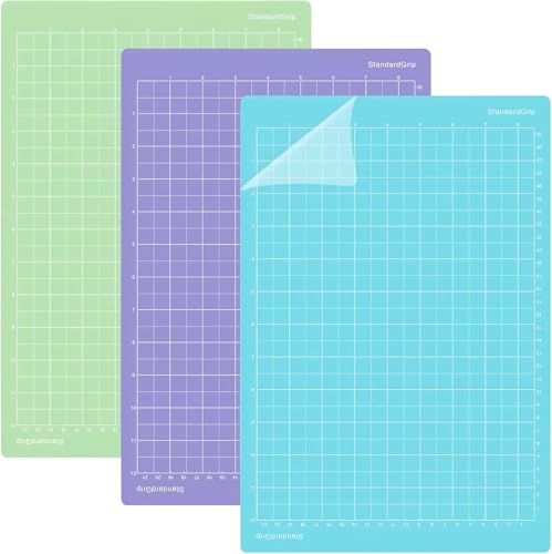 UOCAI Schneidematte für Cricut Joy Xtra, 3 Stück Rutschfester Matt Zubehör, Selbstklebende Schneidematte für Cricut Maker zum Basteln(StandardGrip, LightGrip, StrongGrip) von UOCAI