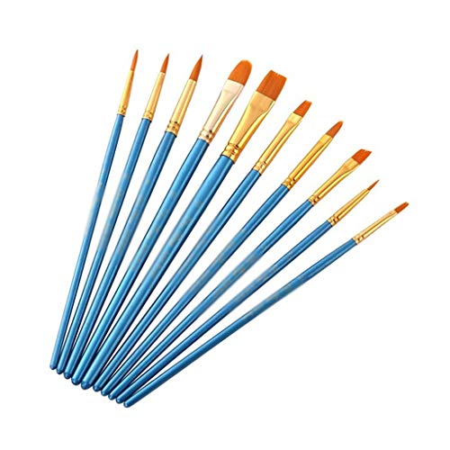 HBJWOV 10 Stück Nylon Haar Kunst Pinsel Set Kunst Malerei Werkzeug für Anfänger Profis Studenten (D) von UOHLCX