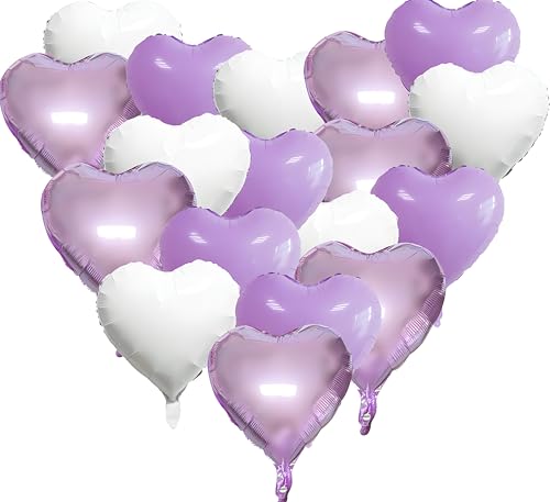 Lila cremefarbener Herzballon, 18 Stück lila Herz-Folienballons Helium für Valentinstag Party Dekoration Herzform Ballons für Valentinstag, Geburtstag, Verlobung, Brautabschluss, Babyparty Lila cremefarbener Herzballon, 18 Stück lila Herz-Folienballons Helium für Valentinstag Party Dekoration Herzform Ballons für Valentinstag, Geburtstag, Verlobung, Brautabschluss, Babyparty von UOMYLEIR