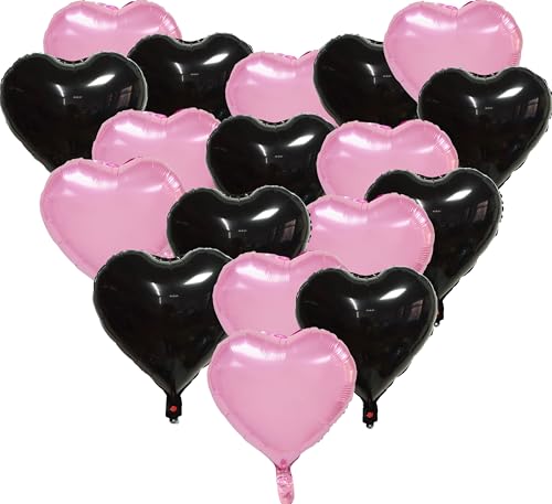 Schwarz Rosa Herzballon, 18 Stück Schwarz Rosa Herz Folienballons Helium für Valentinstag Party Dekoration Herzform Ballons für Valentinstag Geburtstag Verlobung Braut Abschlussfeier Babyparty Schwarz Rosa Herzballon, 18 Stück Schwarz Rosa Herz Folienballons Helium für Valentinstag Party Dekoration Herzform Ballons für Valentinstag Geburtstag Verlobung Braut Abschlussfeier Babyparty von UOMYLEIR