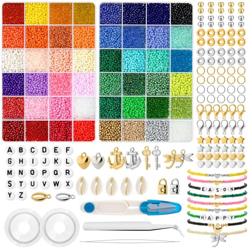 UOONY 16000 Stück 3mm-Perlen-für-Armbänder-Set, Inklusive Perlen-Buchstaben und geeignet für DIY Perlenketten, Armbänder, Halsketten und Ohrringe als kreative Geschenke. von UOONY
