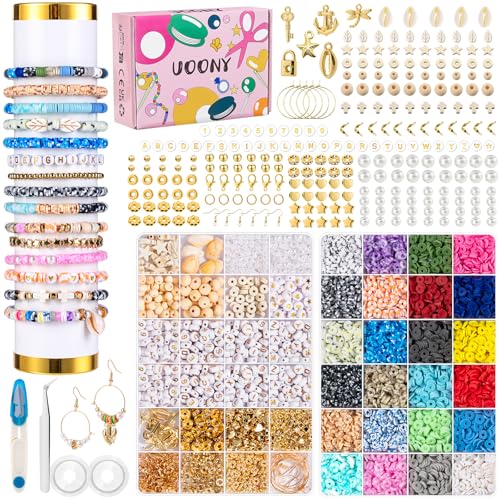 UOONY Perlen zum Auffädeln, 8500+ Perlen Set, 6mm Polymer Clay Perlen für Armbänder, zum Selbermachen von Armbändern mit Buchstaben und Zahlen UOONY Perlen zum Auffädeln, 8500+ Perlen Set, 6mm Polymer Clay Perlen für Armbänder, zum Selbermachen von Armbändern mit Buchstaben und Zahlen von UOONY