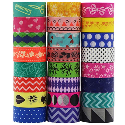 24 Rolls Washi Tape Helle Farben Masking Tape deko klebeband buntes Klebebänder DIY scrapbook deko (Design 9066) von UOOOM