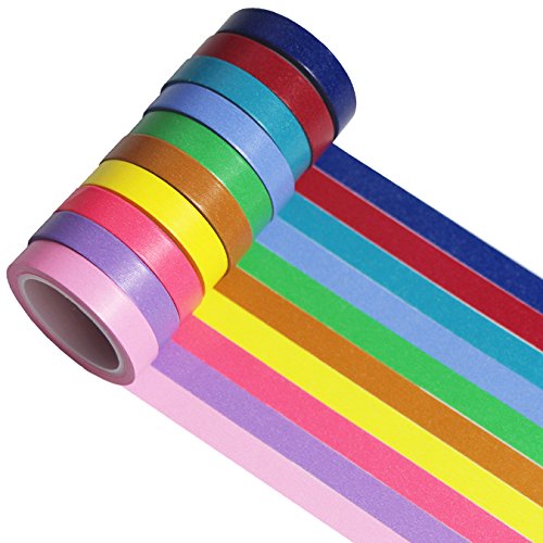 UOOOM 10 Rolls Beautiful Washi Tape Masking Tape deko Klebeband buntes Klebebänder DIY Scrapbook deko (Colorful 10 Rolls) von UOOOM