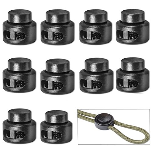 UOOOM 10stk. Schwarz Rund Kordelstopper Kordelklemme Knebelanschlag Schnurschloss Doppellochung Paracord Federklemme UOOOM 10stk. Schwarz Rund Kordelstopper Kordelklemme Knebelanschlag Schnurschloss Doppellochung Paracord Federklemme von UOOOM