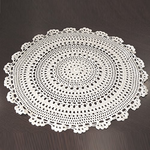 UOOOM 2 Stück handgemachte Häkeldeckchen, rund, Baumwolle, mit Lochmuster, Tischsets mit Blumenmuster, Baumwolle, weiß, Diameter 25cm von UOOOM