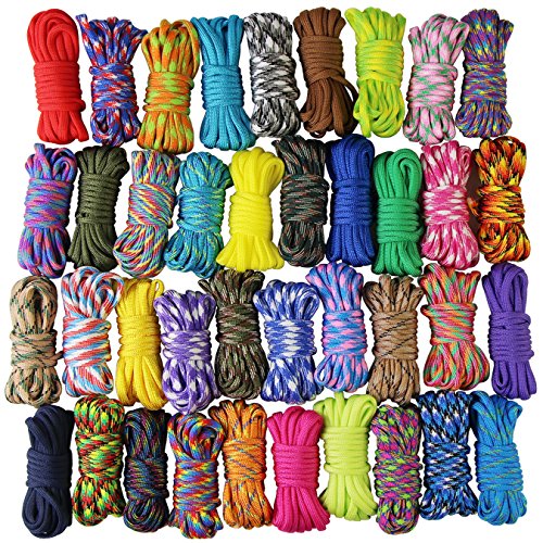 UOOOM 20er Paracord Set Seile Schnüre DIY Handgemachte Webart für Armband Schlüsselanhänger Anhänger (Colorful x 20 pcs) von UOOOM