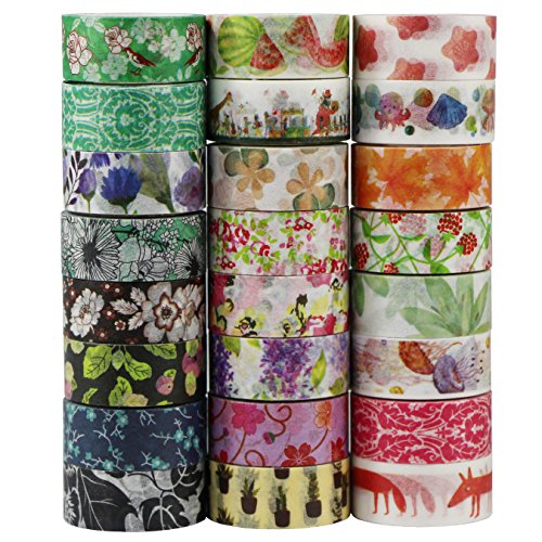 UOOOM 24 Rolls Beautiful Washi Tape Masking Tape deko klebeband buntes Klebebänder DIY scrapbook deko (Design 9038) von UOOOM