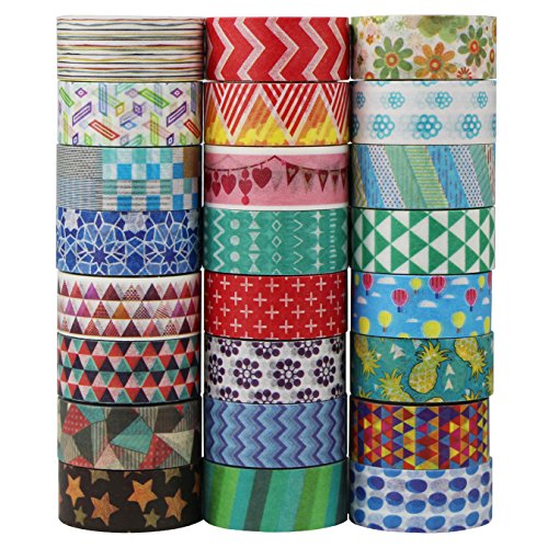 UOOOM 24 Rolls Beautiful Washi Tape Masking Tape deko Klebeband buntes Klebebänder DIY Scrapbook deko (Design 9039) von UOOOM