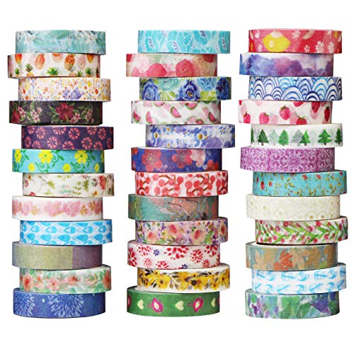 UOOOM 36 Rollen Washi Tape Set - Masking Tape deko Klebeband buntes - Kreative Design Bunte Muster Papierband - Klebebänder DIY Scrapbook (Design 9065) von UOOOM