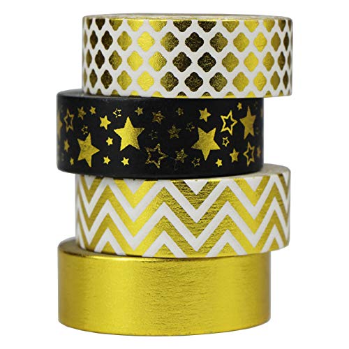 UOOOM 4er Washi Tape Set Gold Dekorative Papier Klebeband Abdeckband für DIY Craft Scrapbooking Geschenkpapier Länge je Rolle 10m UOOOM 4er Washi Tape Set Gold Dekorative Papier Klebeband Abdeckband für DIY Craft Scrapbooking Geschenkpapier Länge je Rolle 10m von UOOOM