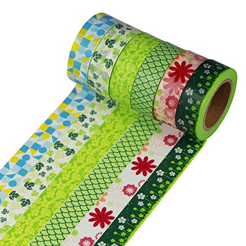 UOOOM 6 Rolls Beautiful Washi Tape Masking Tape deko Klebeband buntes Klebebänder DIY Scrapbook deko (Pattern-1) von UOOOM