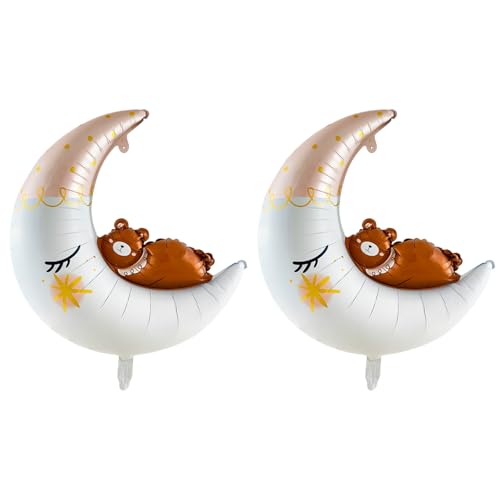 UOPJDD 2 Stücke Bärenmondballons, Süße Cartoonballons, Partydekorationen, Aufblasbare Spielzeug Für Kinder, Partyzubehör. von UOPJDD