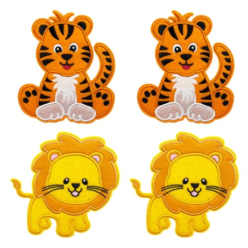 UOPJDD 4 Stücke Zeichentrickstücke Tierfleck, Kinderbekleidungsstofffleck, Kleidung Reparaturflecken, Niedlich Gestickte Stoffflächen. UOPJDD 4 Stücke Zeichentrickstücke Tierfleck, Kinderbekleidungsstofffleck, Kleidung Reparaturflecken, Niedlich Gestickte Stoffflächen. von UOPJDD