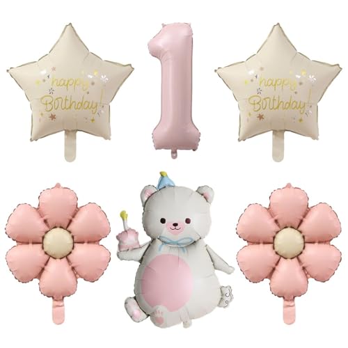 UOPJDD 5 Stück 1 -Jähriger Themenballons Und 1 Stück Bärenballons, Geburtstagsfeier, Süße Dekorationen, Party -Szenenarrangement. UOPJDD 5 Stück 1 -Jähriger Themenballons Und 1 Stück Bärenballons, Geburtstagsfeier, Süße Dekorationen, Party -Szenenarrangement. von UOPJDD