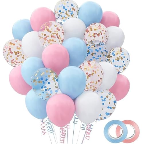 60 Stück Pulver blaue Luftballons, 12 Zoll Geburtstag Ballons, rosa weiß Latex Ballon Set Geburtstag Geschenk für Geburtstag Hochzeit Verlobung Baby Dusche Dekoration von UOPMQGB