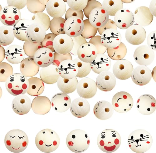 UOPMQGB Smiley Holzperlen 100pcs 5 verschiedene Smileys jeweils mit Loch Holzpuppe Kopf Perlen 20mm Smiley Kopf Holzkugeln Natürliche Holzhandwerk Perlen Dekorative Kunsthandwerk Holzperlen UOPMQGB Smiley Holzperlen 100pcs 5 verschiedene Smileys jeweils mit Loch Holzpuppe Kopf Perlen 20mm Smiley Kopf Holzkugeln Natürliche Holzhandwerk Perlen Dekorative Kunsthandwerk Holzperlen von UOPMQGB