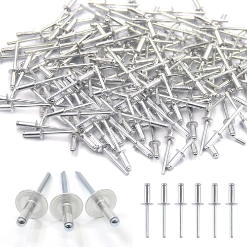 100 Stück Blindnieten Aluminium, Popnieten 4,8x13mm Großer Flansch Nieten Blindnieten Set Blindniete für Metall Holz Kunststoff (Silber 4,8x13 (16mm)) von UOSIWYA