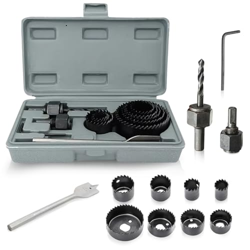 Lochsäge Set 19-64mm, 13 Stück Lochkreissäge mit Kernbohrer Lnbusschlüssel Metall Lochbohrer Holz Lochsägen Kreisbohrer Lochfräse für Kunststoff PVC Platte Leichtmetall Lochsäge Set 19-64mm, 13 Stück Lochkreissäge mit Kernbohrer Lnbusschlüssel Metall Lochbohrer Holz Lochsägen Kreisbohrer Lochfräse für Kunststoff PVC Platte Leichtmetall von UOSIWYA
