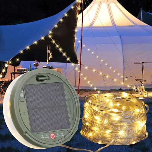 UOUNE Solar-Camping-Lichterkette, 12 m, 120 LEDs, Außenlichterkette mit 8 Beleuchtungsmodi, schnelle Lagerung, verstaubare Lichter für 3600 mAh Leistung, Typ-C-Aufladung, tragbare UOUNE Solar-Camping-Lichterkette, 12 m, 120 LEDs, Außenlichterkette mit 8 Beleuchtungsmodi, schnelle Lagerung, verstaubare Lichter für 3600 mAh Leistung, Typ-C-Aufladung, tragbare von UOUNE