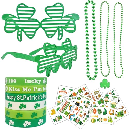 UOUYOO St. Patrick's Day Zubehör Partyzubehör St. Patrick's Day Zubehör Brillen Halsketten Tattoos Armbänder Dekorationen Supplies von UOUYOO