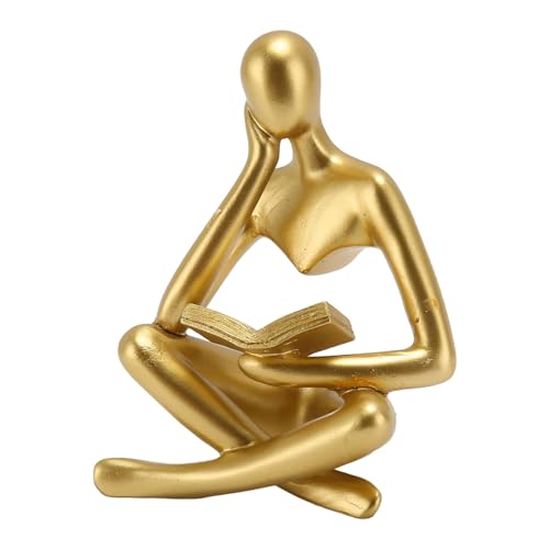 UPALDHOU Hochglänzende Denker -Statue -Harz Ornament für Office Desk Deziation, Geeignet für Bücherregal Display (Gold) von UPALDHOU