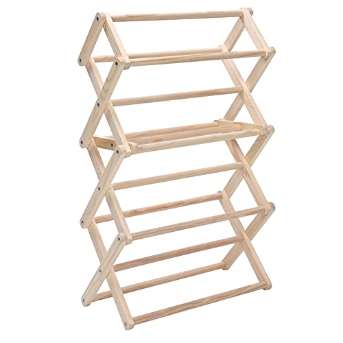 UPALDHOU Holzklappkleidung Trocknungsregal Stallstalltrockner Anhänger für Kinderzimmer Kinderzimmer Kiefernfarbe Farbe (S) von UPALDHOU