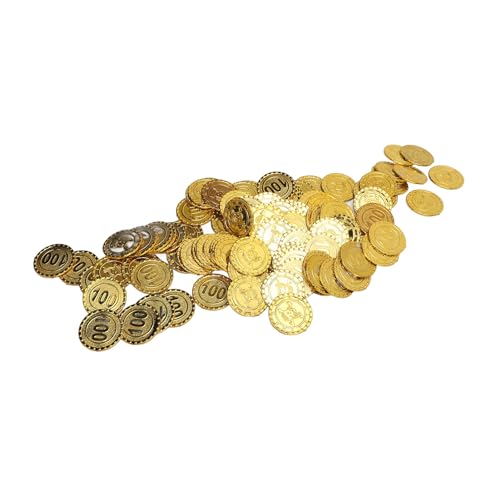 UPALDHOU Schatzmünzen Set Plastikpirat Goldmünzen Fantasie Münzen Mittelalterliche Münzen für Partydekor -Spiele Bevorzugt Geburtstagsschatzjagd (100 Nennbarmünzen) von UPALDHOU