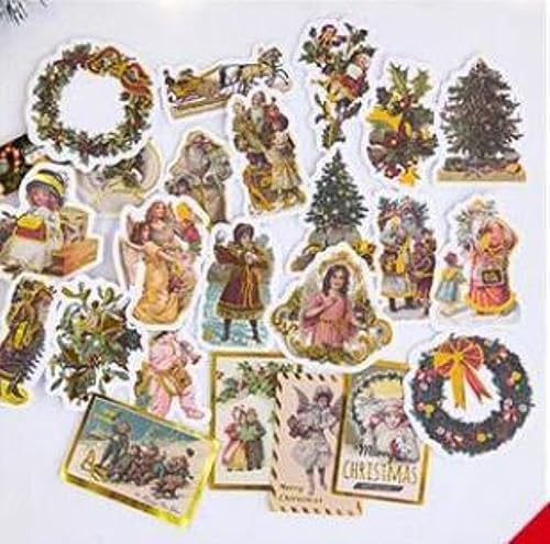 24 Stück Retro Frohe Weihnachten Engel Segen Dekorative Goldene Aufkleber Scrapbooking Label Tagebuch Album-B von UPCOT