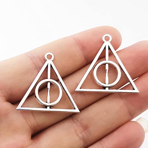 UPCOT 10 Stück Charms Hallows Deathly 30x32mm Silberfarbene Anhänger, die DIY Handmade-Standard herstellen von UPCOT